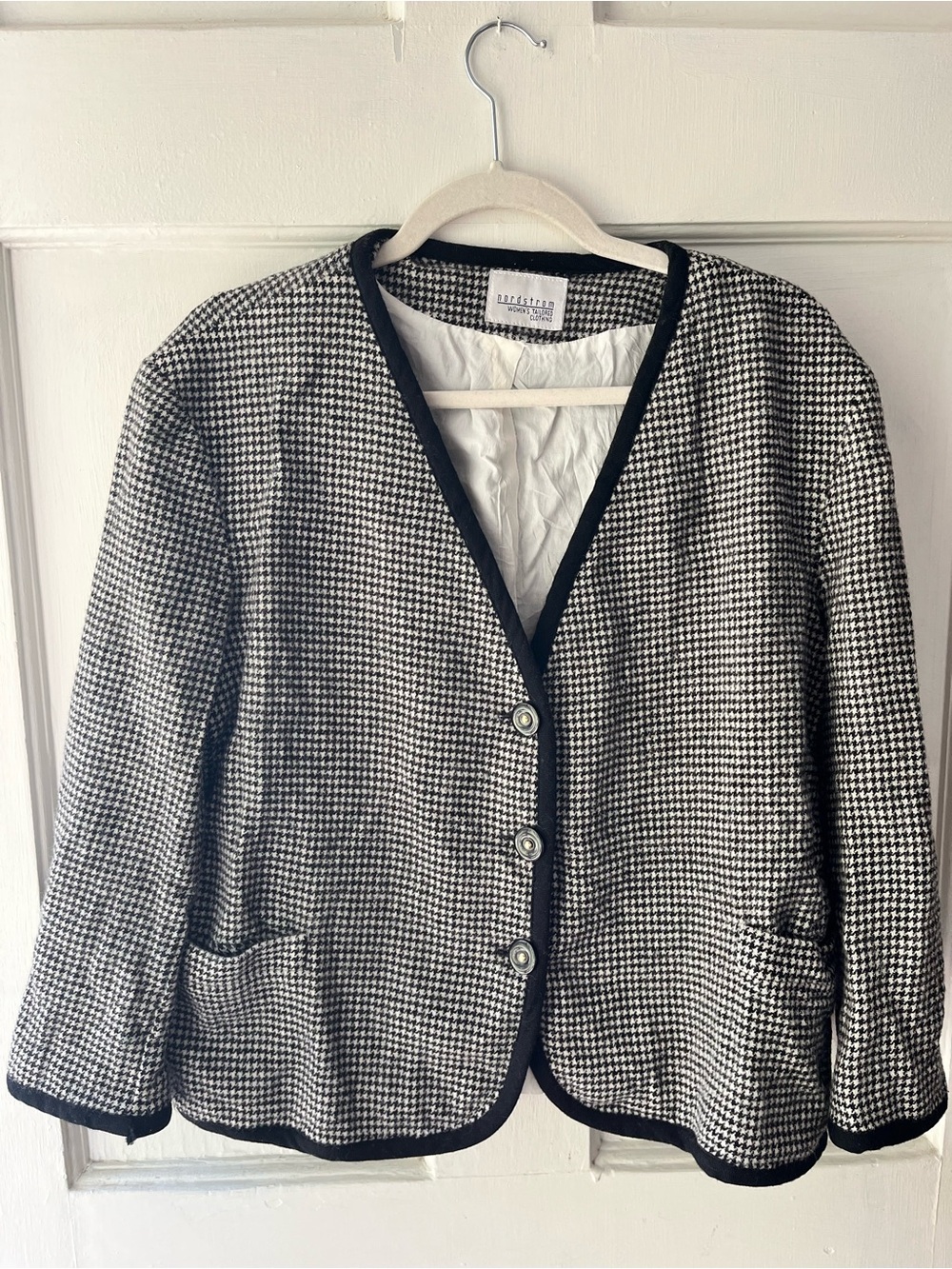 Vintage Black and White Houndstooth Blazer Jacket
